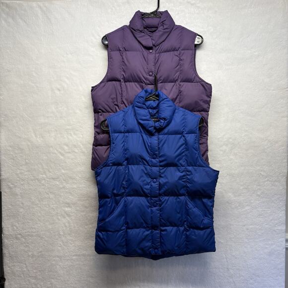 Lands End Quilted Snap Front Goose Down Puffer Vest Size S (2) Blue & Purple - Picture 1 of 14